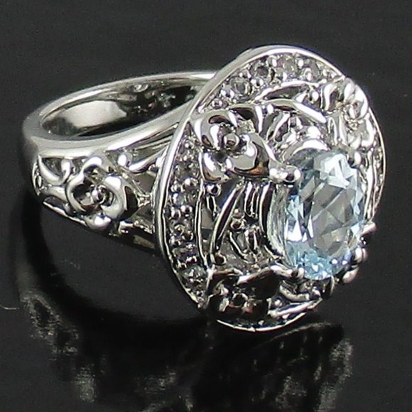 Victoria Wieck 1.11ct Aquamarine "Vine" Ring - Picture 1 of 8